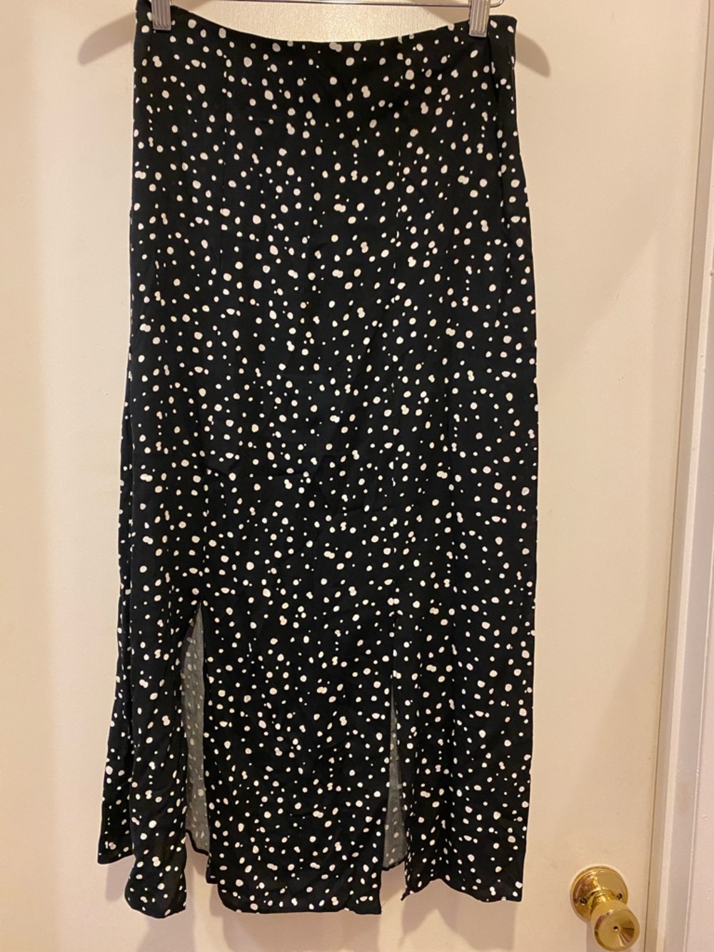 Primark Black Maxi Skirt with White Polka Dots